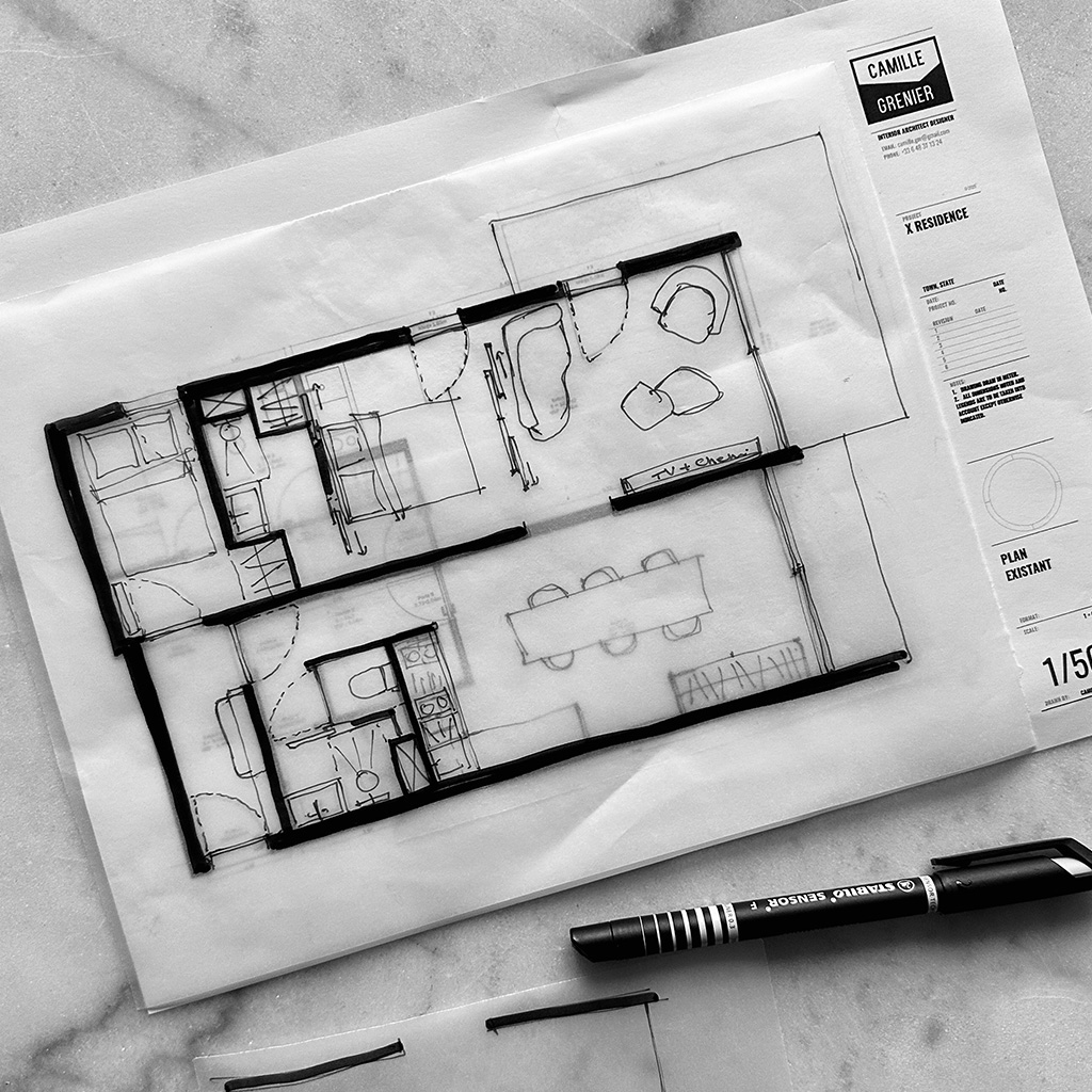 Plan de studio conçu par Camille Grenier, spécialiste en architecture d’intérieur